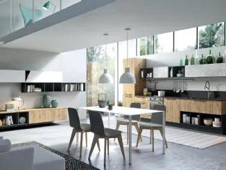 Cucina Moderna lineare Mia in LPL Rovere Nuova Zelanda di Aran