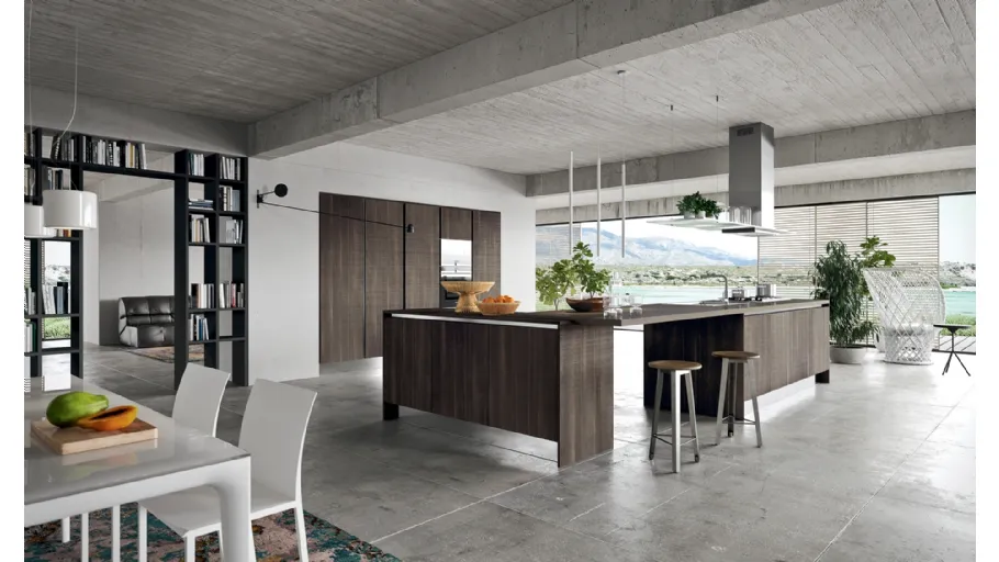 Cucina Moderna Mia in LPL Rovere con isola angolare di Aran