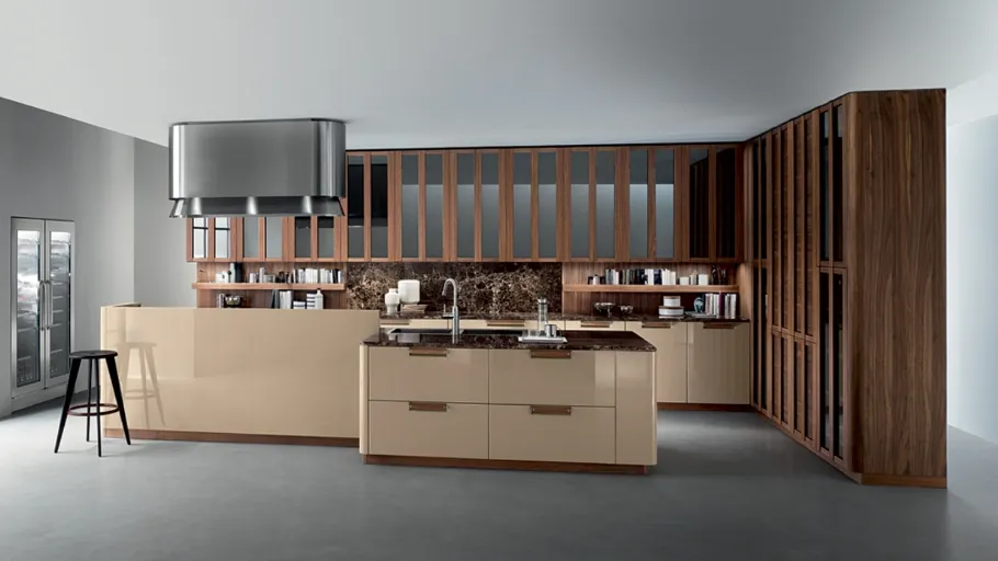 Cucina Moderna con isola Noisette Beige di Composit