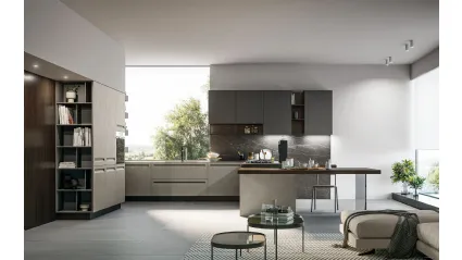 Cucina Moderna in Pet e laminato con penisola Tekna 05 di Arredo3