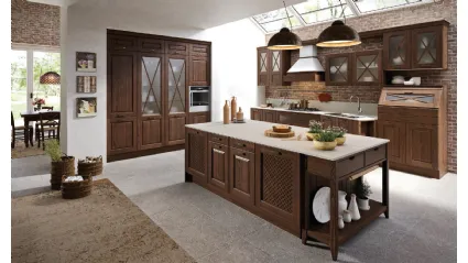 Cucina Shabby Chic Bellagio lineare in Frassino tinto Noce di Aran