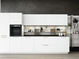 Cucina Lounge Laminato bianco finitura seta lineare di Composit