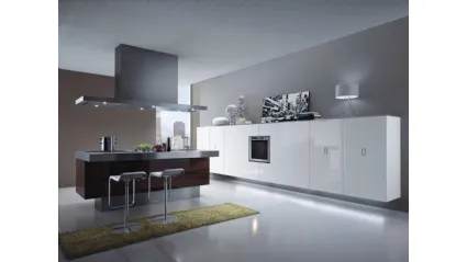 Cucina Free ebano precomposto e laccato lucido bianco di Composit