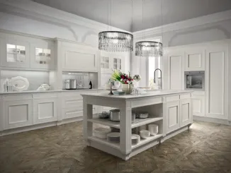 Cucina Melograno classic in Rovere Bianco con Isola di Composit