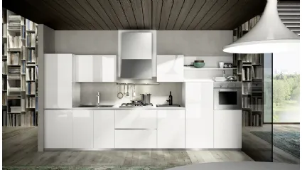 Cucina Mood laccata bianca lucida lineare di Composit