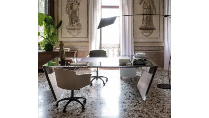 Scrivania Direzionale in acciaio inox Vega di Cattelan Italia