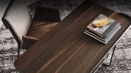 Scrivania da Ufficio in legno con struttura in acciaio Wolf Wood di Cattelan Italia